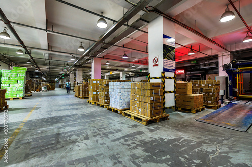 Modern automation of warehouse production in China.