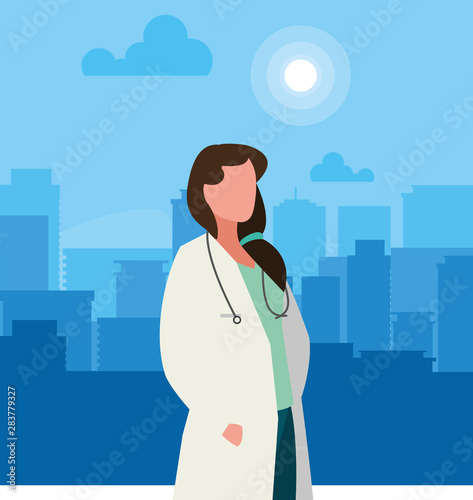 female doctor professional with stethoscope