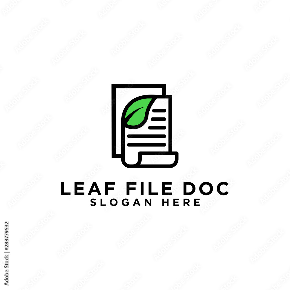 Leaf document design logo, natural data logo symbol, document logo vector icon Leaf document design logo, natural data logo symbol, document logo vector icon