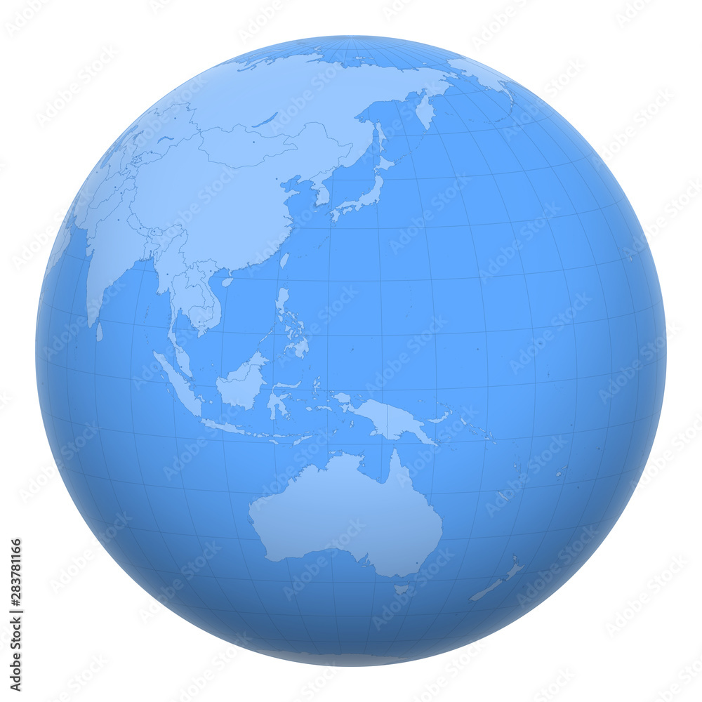 Palau on the globe. Earth centered at the location of the Republic of Palau. Map of Palau. Includes layer with capital cities. Palau on the globe. Earth centered at the location of the Republic of Palau. Map of Palau. Includes layer with capital cities.