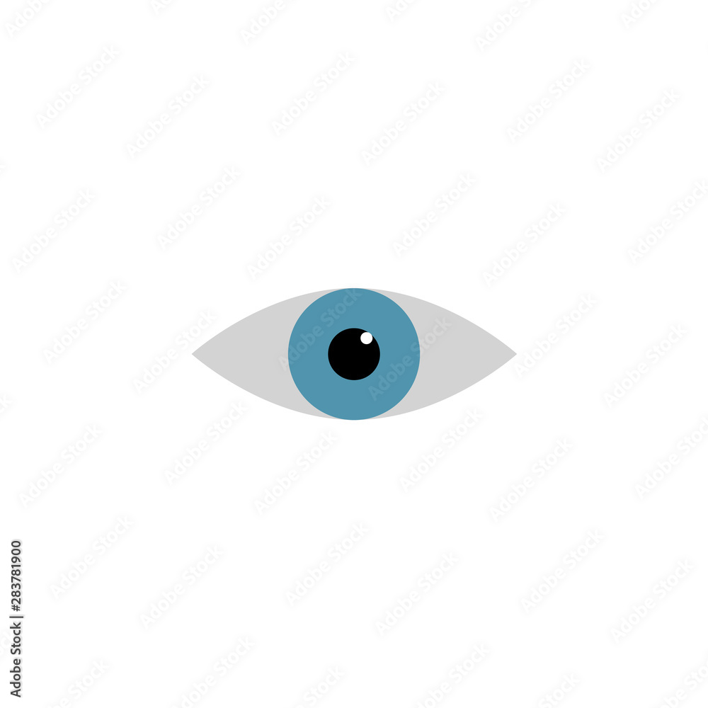 Blue eye vector icon on white background. Flat web design element for website or app.