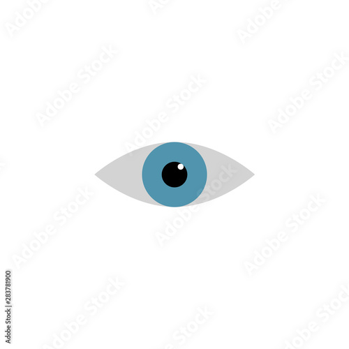 Blue eye vector icon on white background. Flat web design element for website or app.