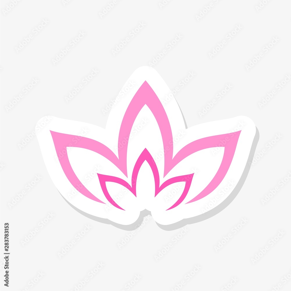 Abstract lotus flower logo design. Yoga and spa beauty studio logo sticker