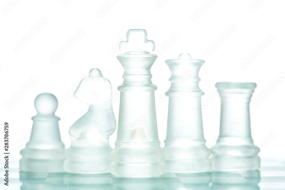 Transparent glass chess isolated on white Transparent glass chess isolated on white
