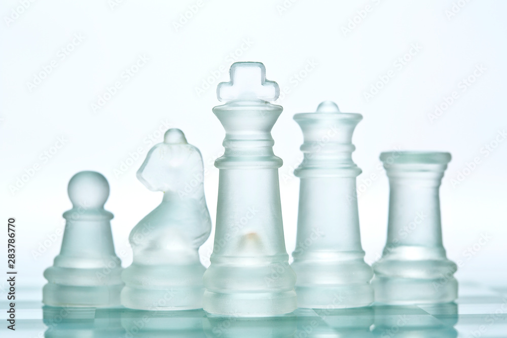 Transparent glass chess isolated on white Transparent glass chess isolated on white