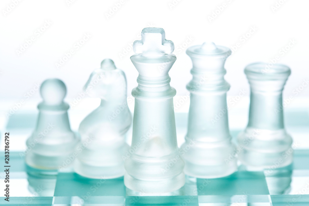 Transparent glass chess isolated on white Transparent glass chess isolated on white