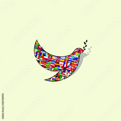 The Pigeon Minimalist Icon Logo with Flags inside logo