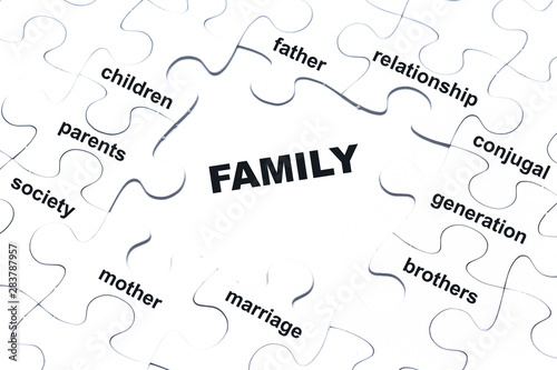 Family white puzzle pieces assembled