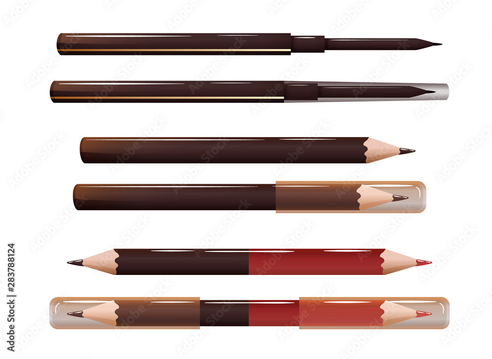 Set of cosmetic liners, for brows, eyes and lips. Set of cosmetic liners, for brows, eyes and lips.