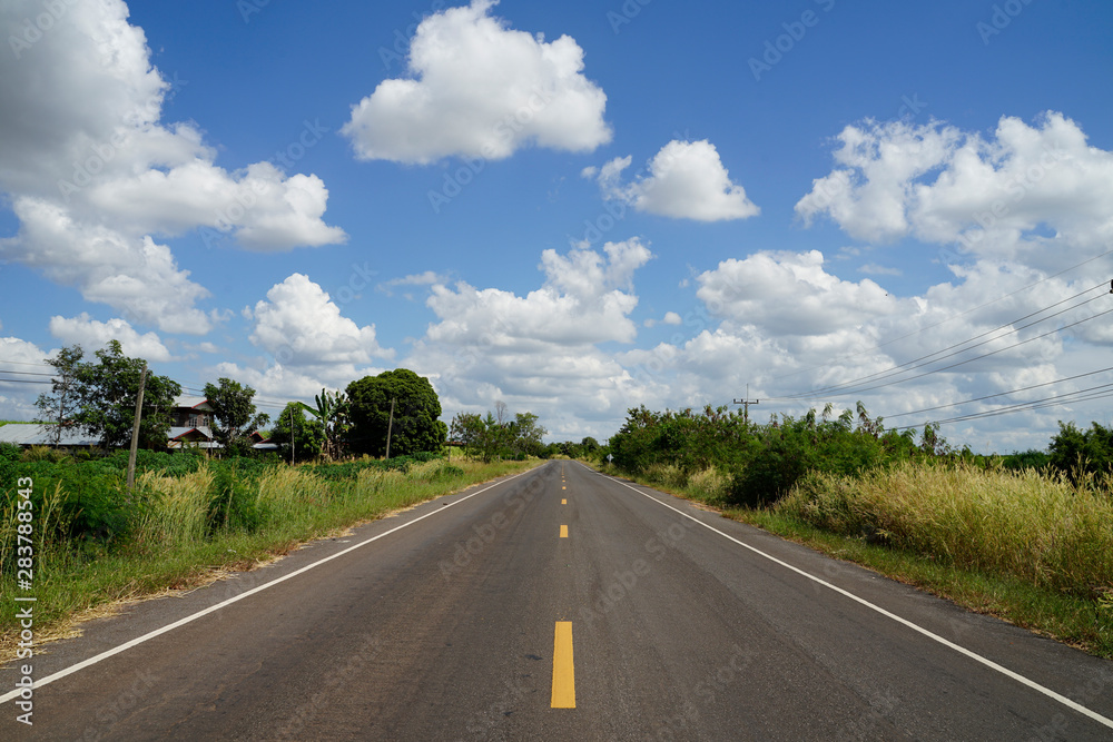 Summer Country Road With Bule sky Concept
