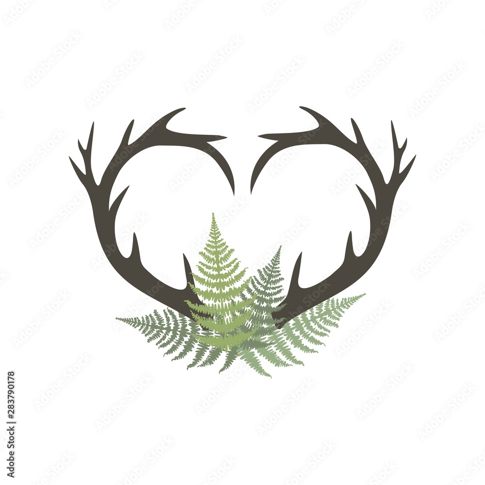 Obraz premium Heart shaped deer head with horns