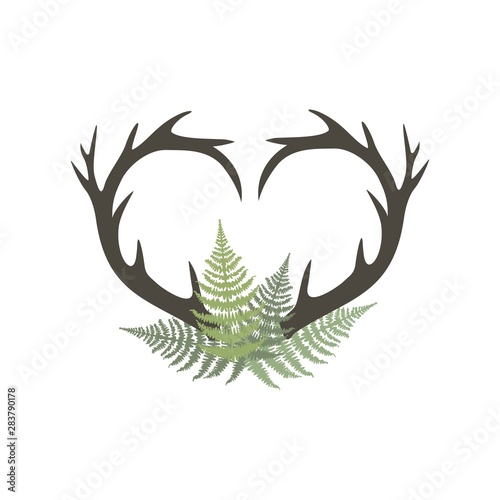 Heart shaped deer head with horns