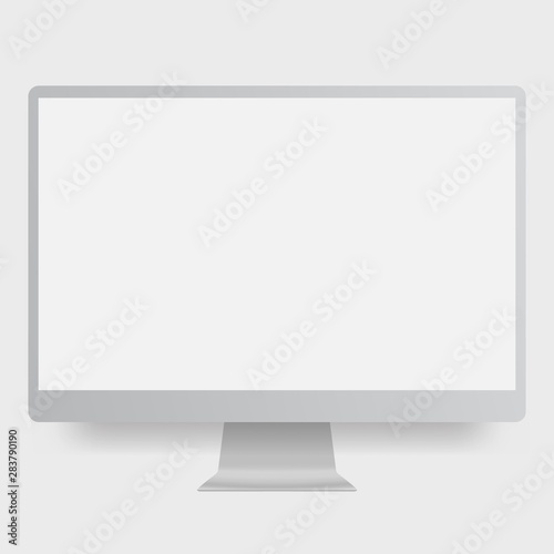 White blank monitor screen mockup .