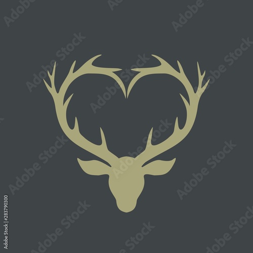 Heart shaped deer head with horns