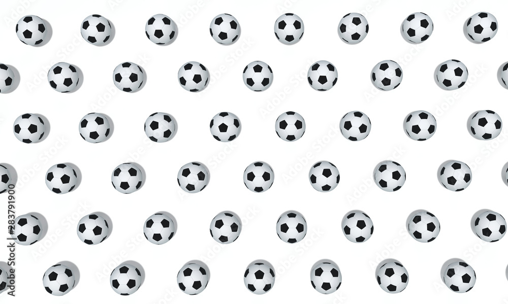 decorative digital background with many soccer balls isolated on white decorative digital background with many soccer balls isolated on white