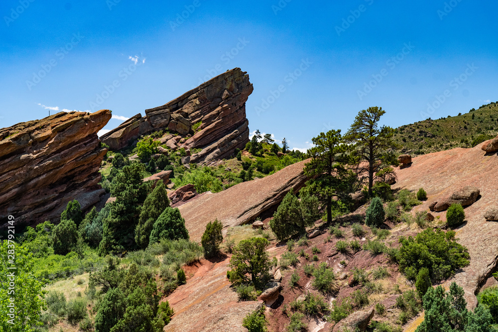 Unique rock formations in Colorado on a beautiful, clear summer day.