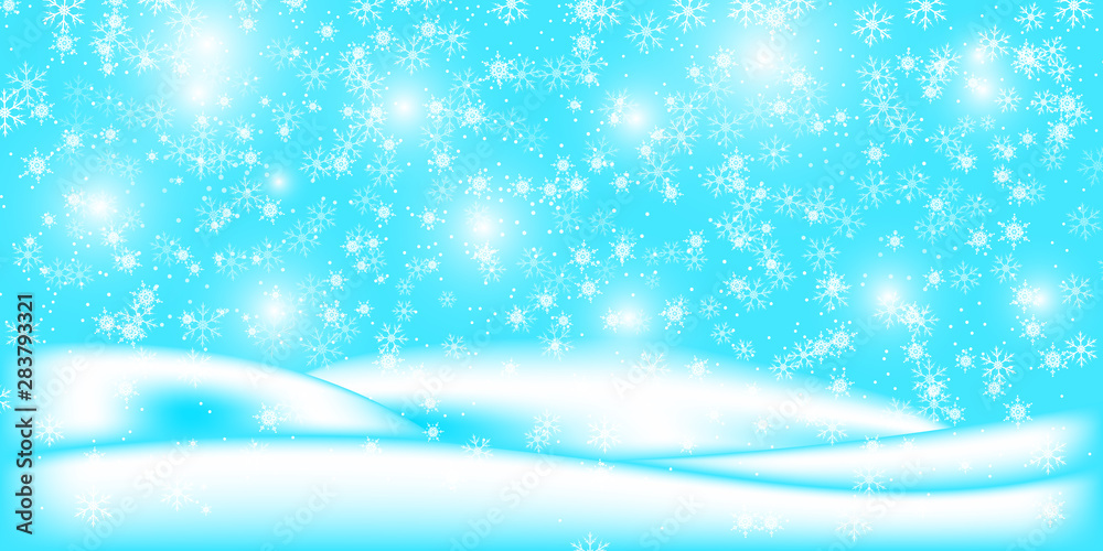 Christmas landscape with falling snowflakes. Christmas landscape with falling snowflakes.