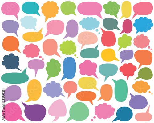 Colorful speech and thought bubbles set