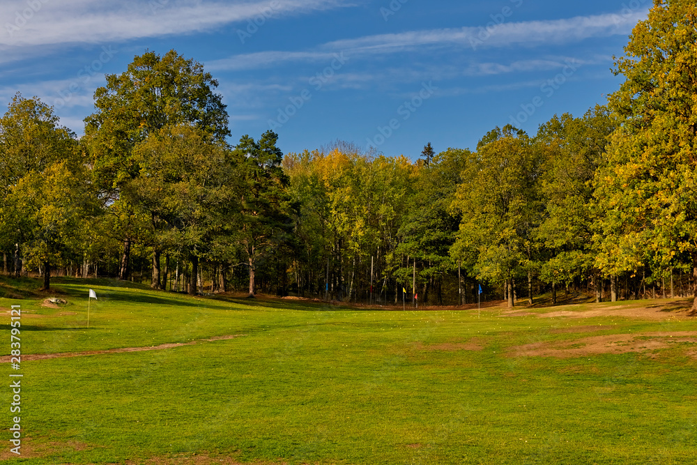 Sweden, Stockholm, golf course in the Bagarmossen park Sweden, Stockholm, golf course in the Bagarmossen park