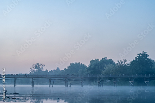 Morning Wooden bridge. Bila Tserkva Ukraine 2019 © vector_master