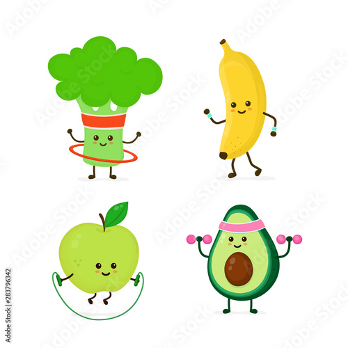 Cute smiling happy strong avocado 