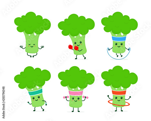 Cute smiling strong broccoli health and fitness 