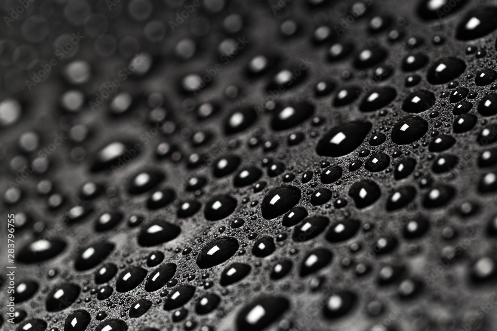 abstract water drops on a dark black  background