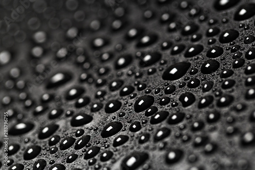 abstract water drops on a dark black background
