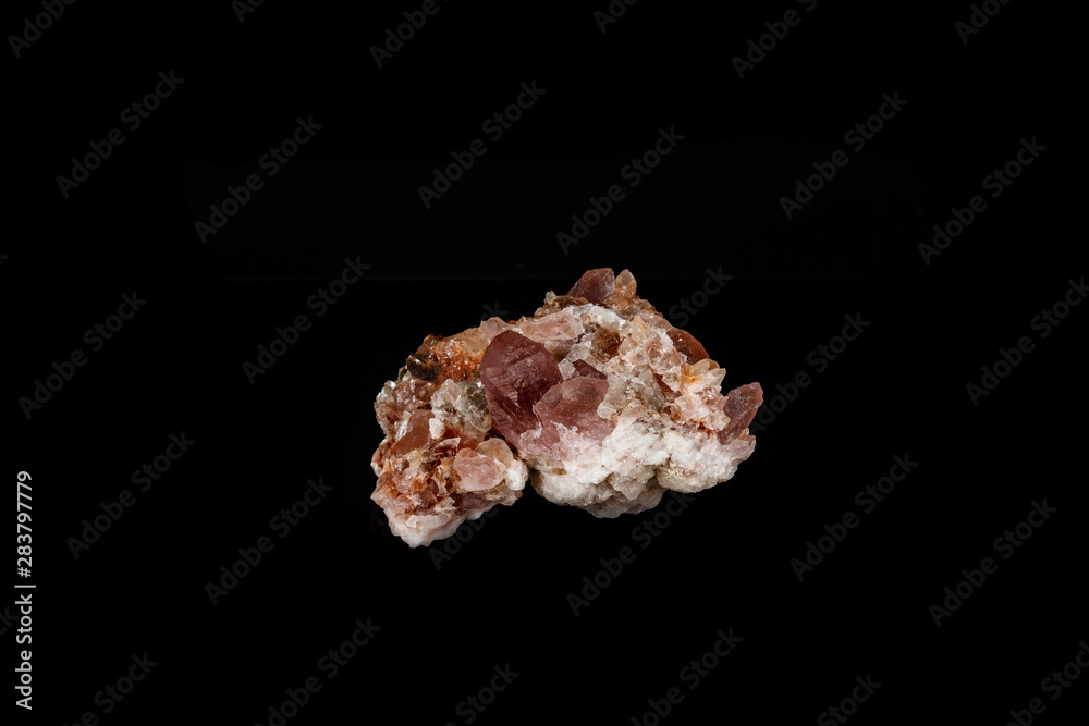 Macro mineral stone Pink Amethyst on a black background Macro mineral stone Pink Amethyst on a black background