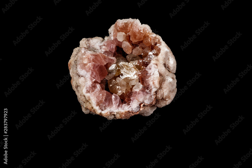Macro mineral stone Pink Amethyst on a black background Macro mineral stone Pink Amethyst on a black background