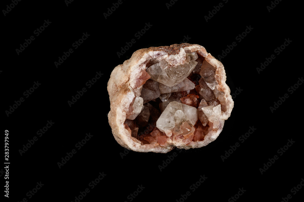 Macro mineral stone Pink Amethyst on a black background Macro mineral stone Pink Amethyst on a black background