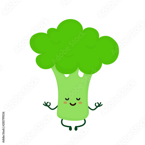 Cute smiling happy strong broccoli 