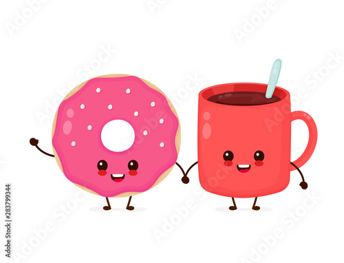 Happy cute smiling donut. Vector