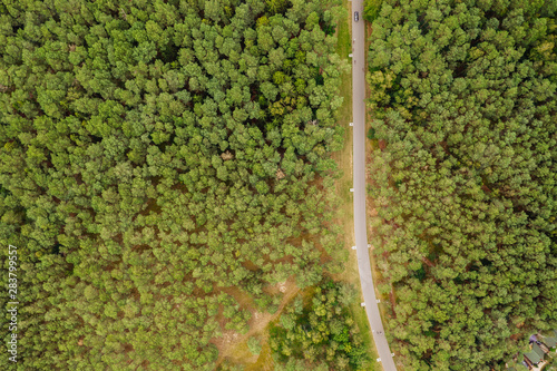 Aerial top-down view of a remote location on the Baltic sea shoreline. 