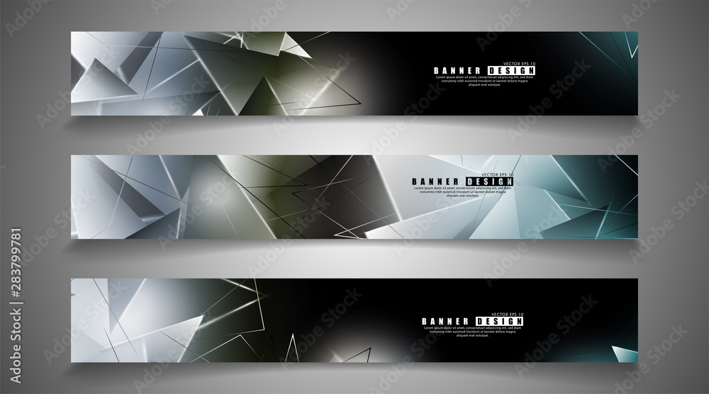 Fototapeta premium banner collection. abstract background with luminous triangles that overlap. isolated black background. vector illustration of eps 10