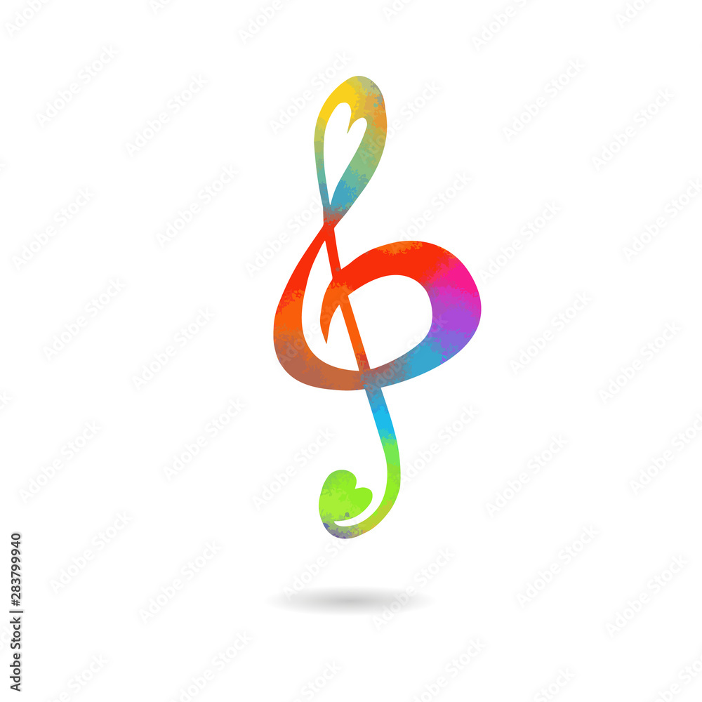 Fototapeta premium Vector illustration multi-colored treble clef isolated. Music key. Musical symbol.