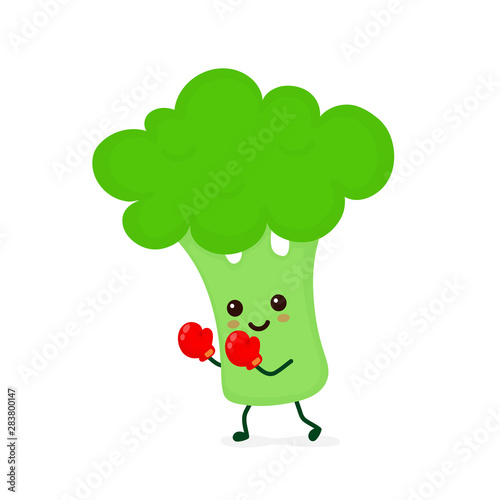 Cute smiling strong Broccoli fighting