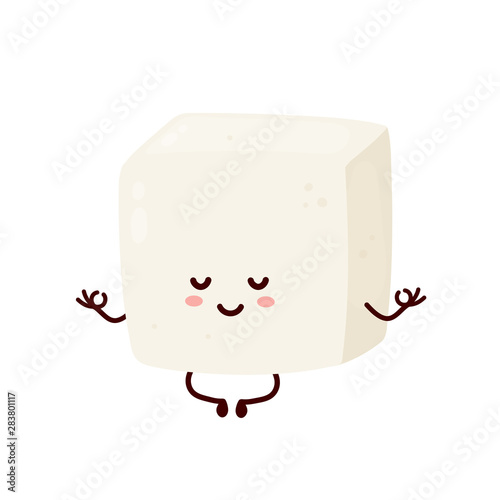 Cute smiling happy strong tofu meditate