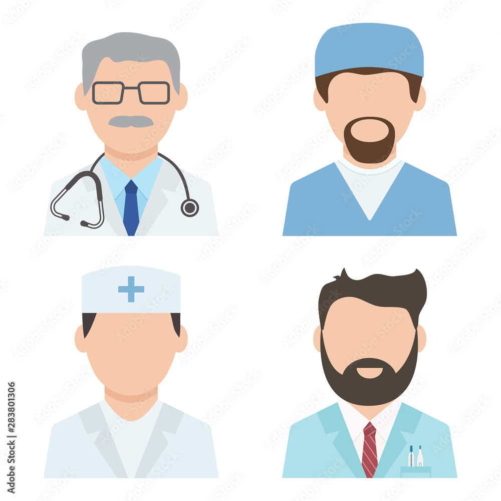 Set of medical workers, health professional avatars, medical staff, doctor icons. Vector illustration