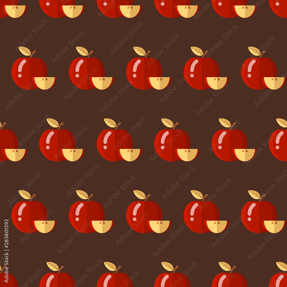 Red apples seamless pattern vector background flat design Red apples seamless pattern vector background flat design