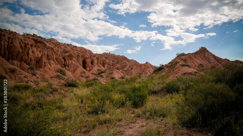 Panorama of Skazka aka Fairytale canyon, Issyk-Kul, Kyrgyzstan