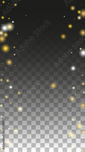 Gold Glitter Vector Texture on a Black. Golden Glow Pattern. Golden Christmas and New Year Snow. Golden Explosion of Confetti. Star Dust. Abstract Flicker Background with a Party Lights Design. 