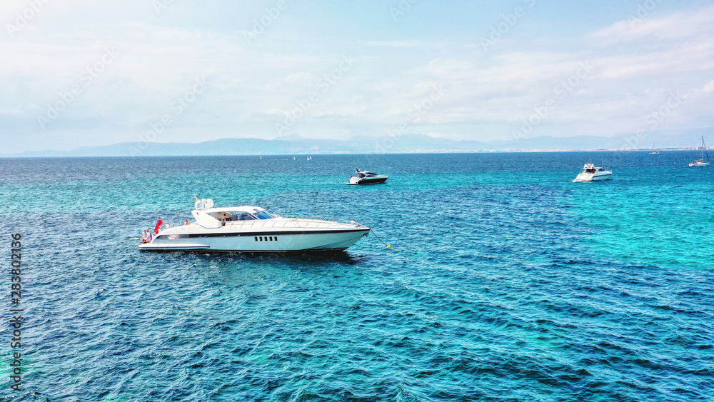 aerial view of a luxury yacht in the Mediterranean Sea