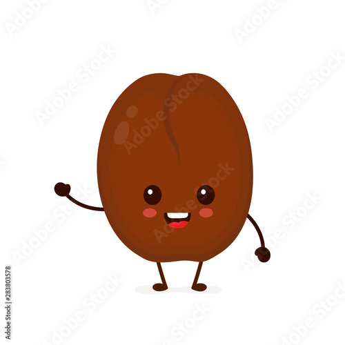 Happy cute smiling funny coffee bean