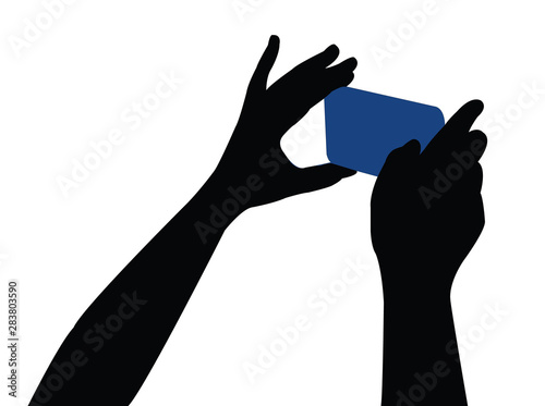 hands taking photo, silhouette vector