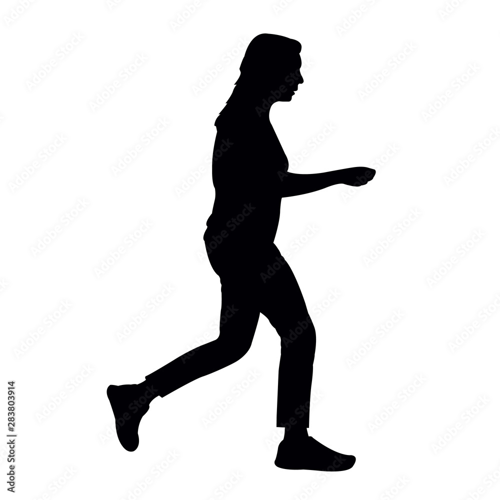 a woman walking silhouette vector