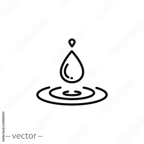 drop water icon, thin line symbol on white background - editable stroke vector illustration eps 10