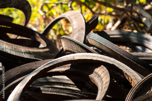 recycling old car tires landfill rubber waste dump