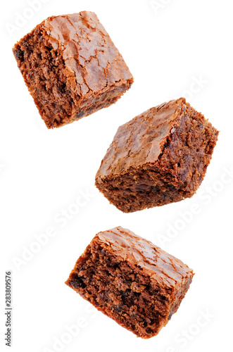 Chocolate brownie cake on a white isolated background photo