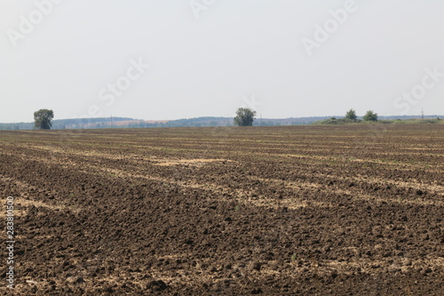 plowed ground field in spring